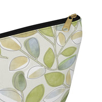 Cherry Plum Leaves Accessory Pouch w T-bottom in Green